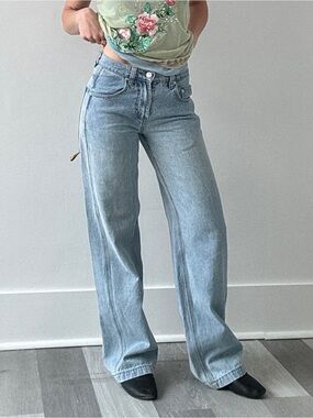 UNIF Light Blue Wide-Leg Jeans